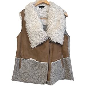 iiSisters Moto Vest Women's M Wool Blend Sherpa Saturday Sunday Style Faux Suede